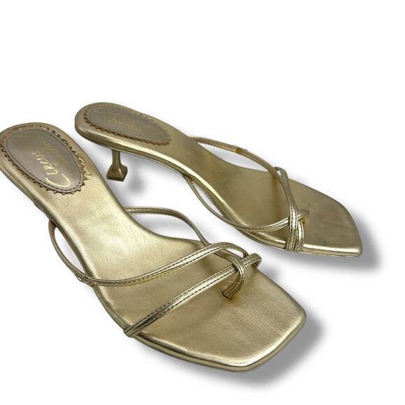Circus NY Sam Edelman Gold Leaf Metallic Kitten Heels Size 8 Dress Sandals EUC - Picture 13 of 14